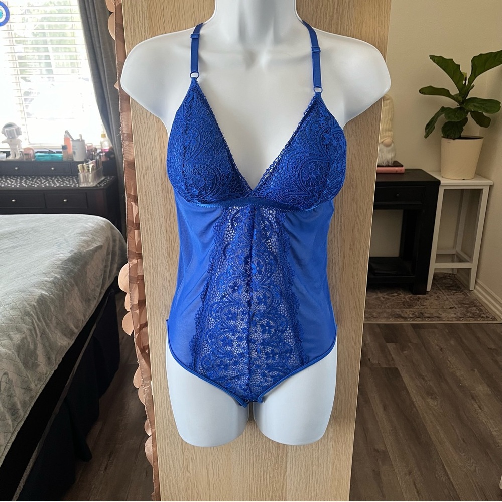 Kathy‎ Blue Lace Bodysuit lingerie S